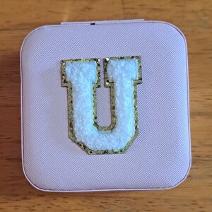 Vintage White and Gold Letter U Brooch